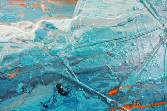 Wild Aquatica 190cm x 100cm Blue Orange Abstract Art