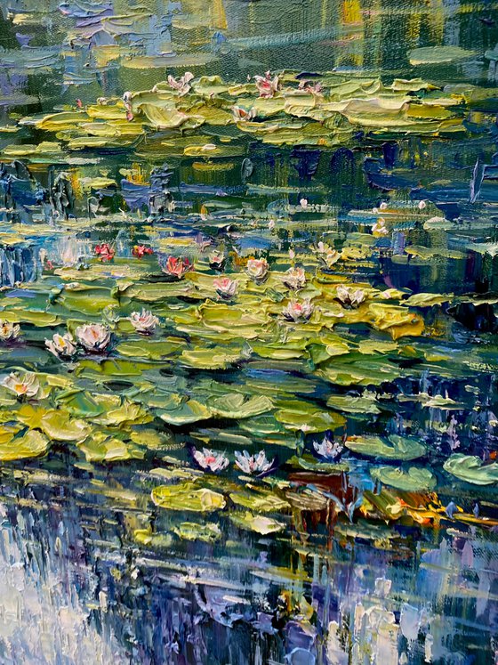 "The Waterlily Pond"original oil painting by Artem Grunyka