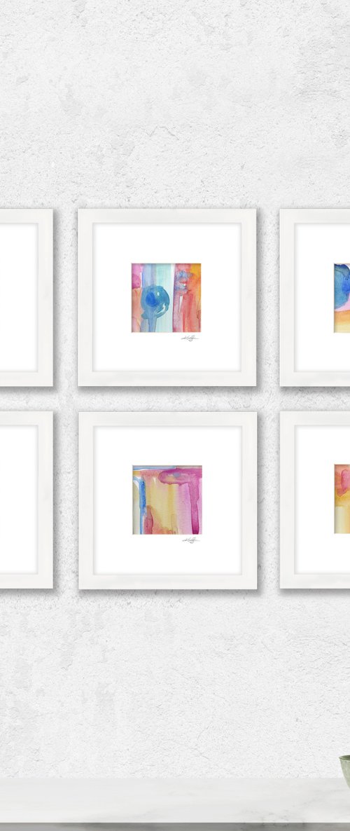 Lullaby Collection 2 - Set of 6 Abstract Paintings in Mats by Kathy Morton Stanion by Kathy Morton Stanion