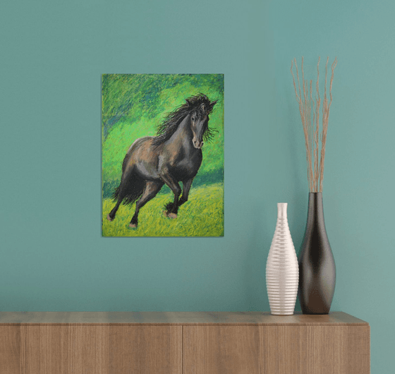 Horse / FROM THE ANIMAL PORTRAITS SERIES / ORIGINAL OIL PASTEL PAINTING