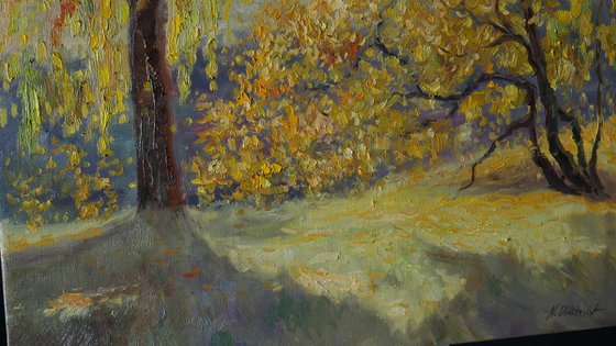 Sunlight autumn landscape painting