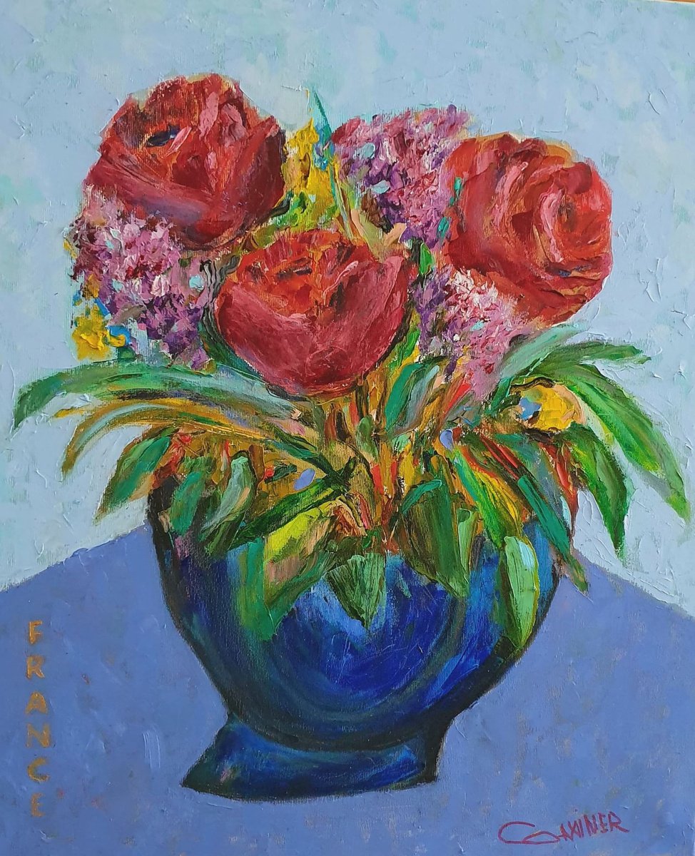 Still Life On Blue By Leo Baxiner, 20 X 24, Artwork For Sale On Artfinder