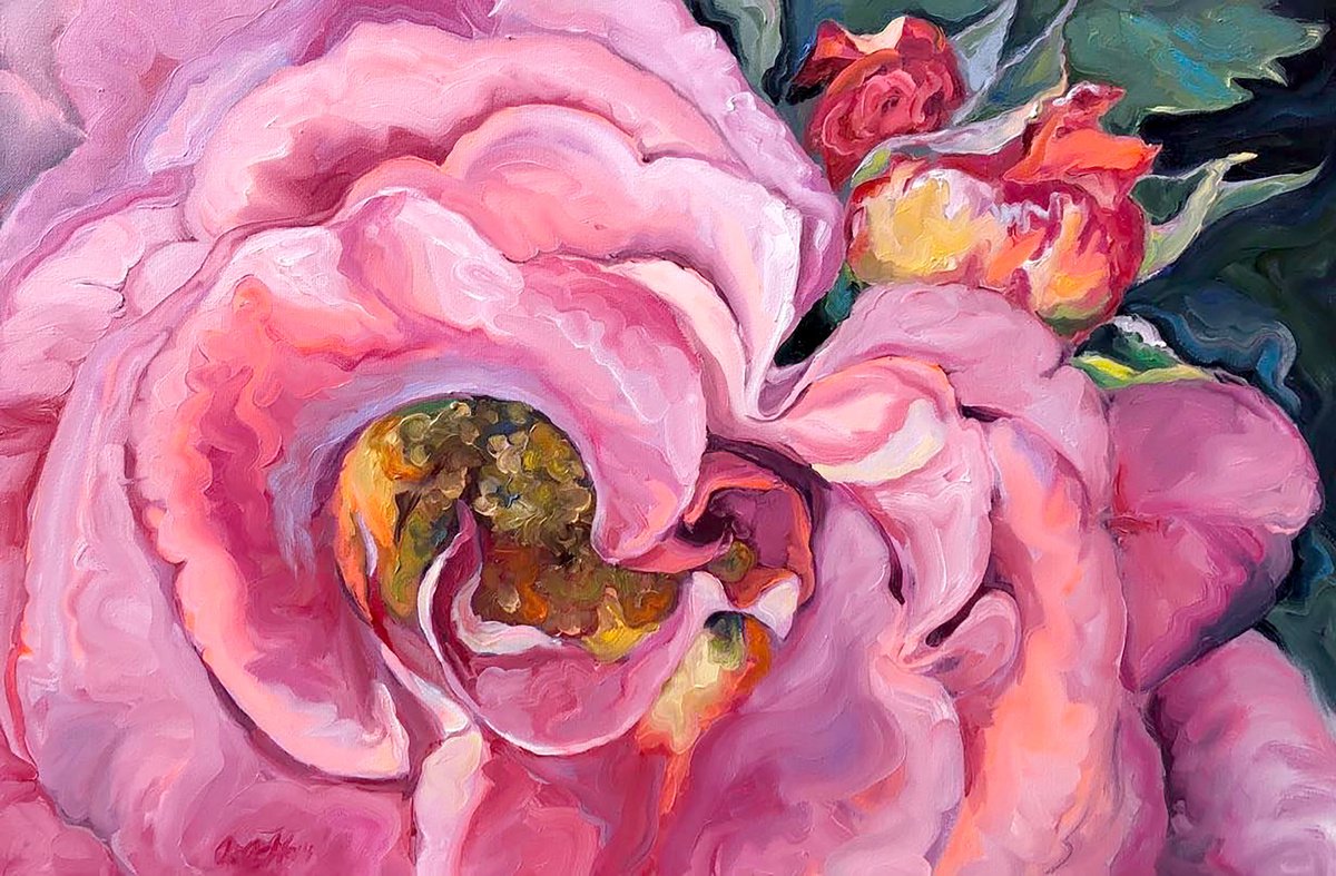 Impressionistic Landscape Oil Painting By Procach Olesia, 35 X 24", Aromatic Maze, Original Artwork