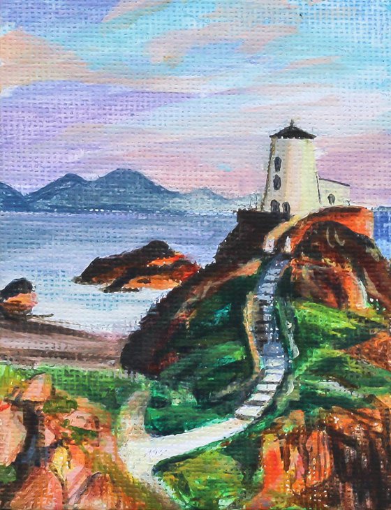 Lighthouse Scene - Mini Canvas - Llanddwyn Island, Anglesey, Wales