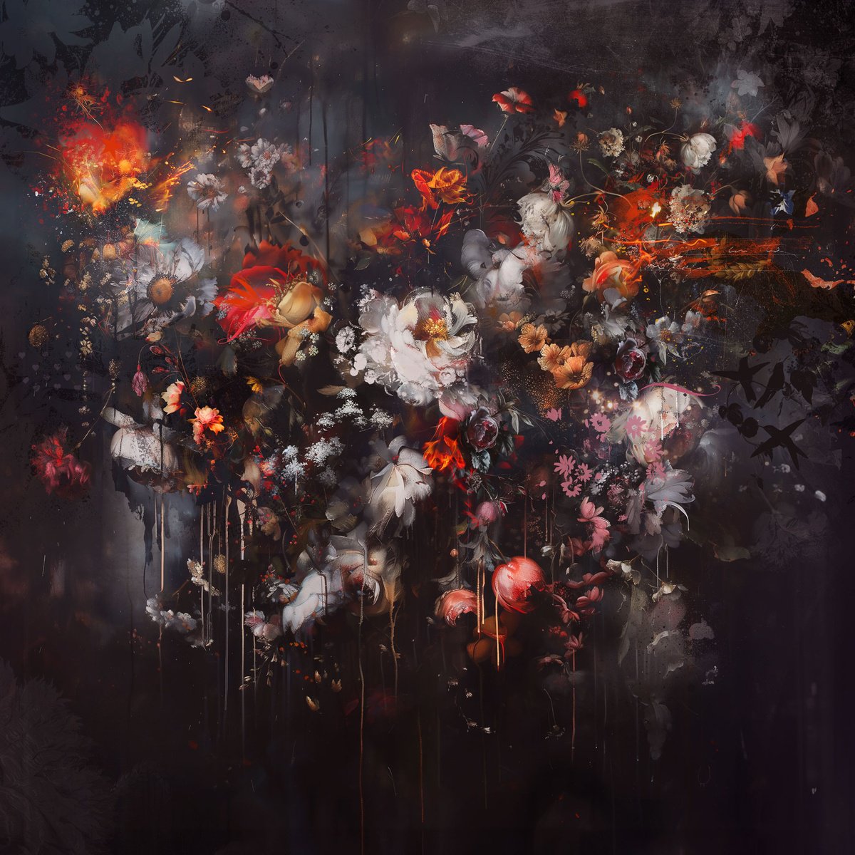 Botanical Painting By Teis Albers, 47 X 47", Floralis, Original Artwork