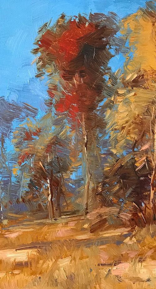 Fall, Landscape oil painting, One of a kind, Signed, Handmade artwork by Vahe Yeremyan