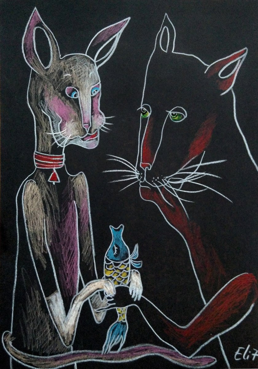 Surrealistic Pencil Drawing , A Good Catch By Elisheva Nesis, 9 X 13, Artwork For Sale On Artfinder