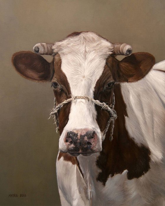 Portrait of a Cow (Original Oil Painting)