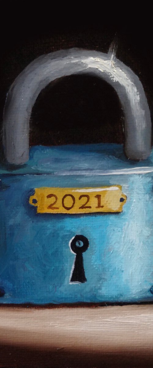 2021 Lockdown Padlock #2 still life by Jane Palmer Art