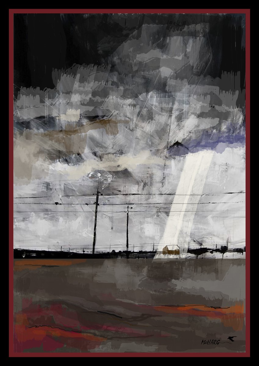 Organic Landscape Acrylic Painting By Joe Mcharg, 30 X 42, Thunderstorm #2 30X42, Original Artwork