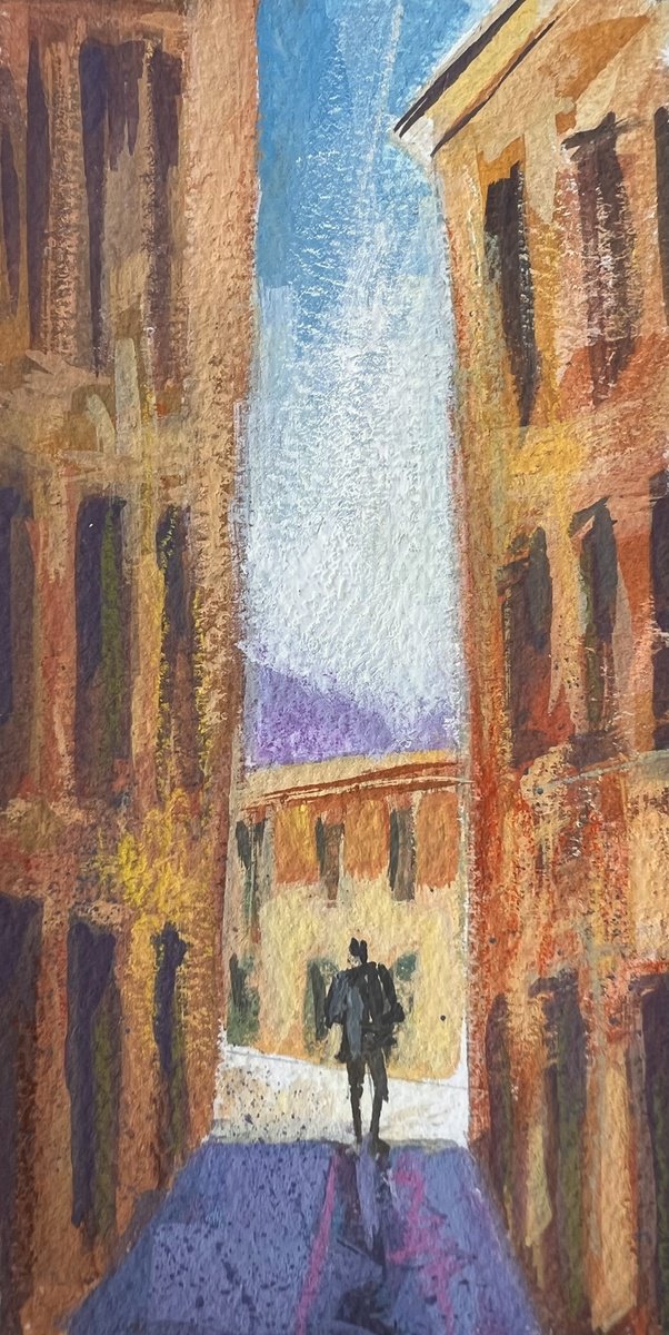 Impressionistic Painting , Walking In Camogli By Jimmy Leslie, 3 X 6, Artwork For Sale On Artfinder
