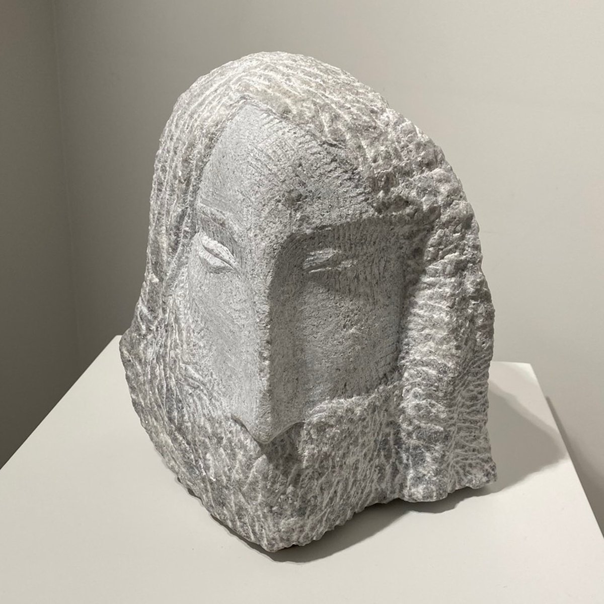 Impressionistic Portrait Stone Sculpture By Rasho Mitev, 10 X 11", "Adam", Original Artwork