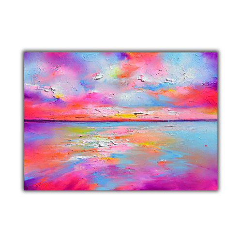 New Horizon 179 Colourful Sunset Seascape 50x70 cm by Soos Roxana Gabriela