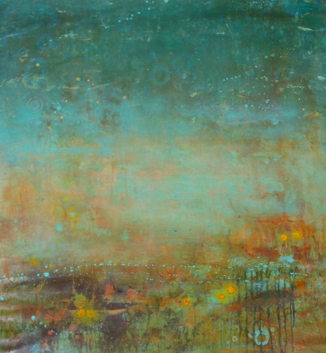 Abstract Acrylic Painting By Laura Spring, 28 X 30", Neverland, Original Artwork