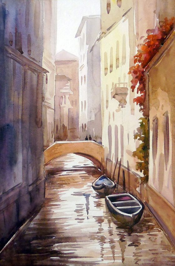 Morning Canals - Watercolor Pinting