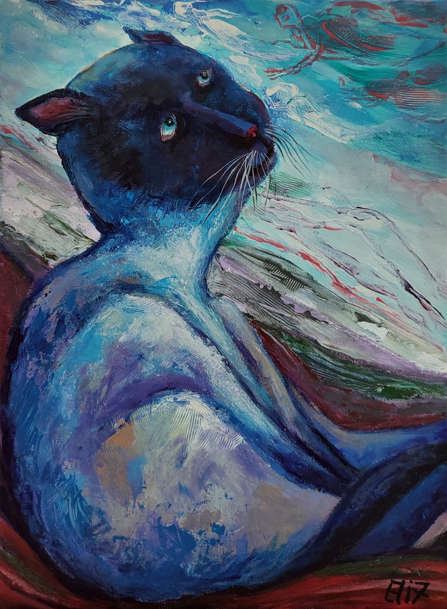Expressive Animal Acrylic Painting By Elisheva Nesis, 12 X 16, Take Me With You, Original Artwork