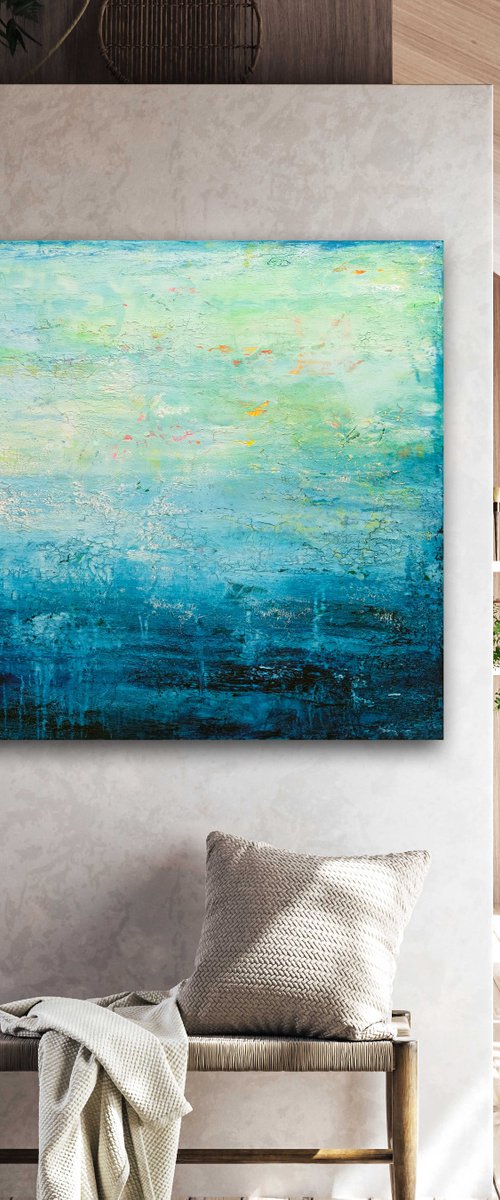 Abstract Turquoise Landscape IX by Behshad Arjomandi