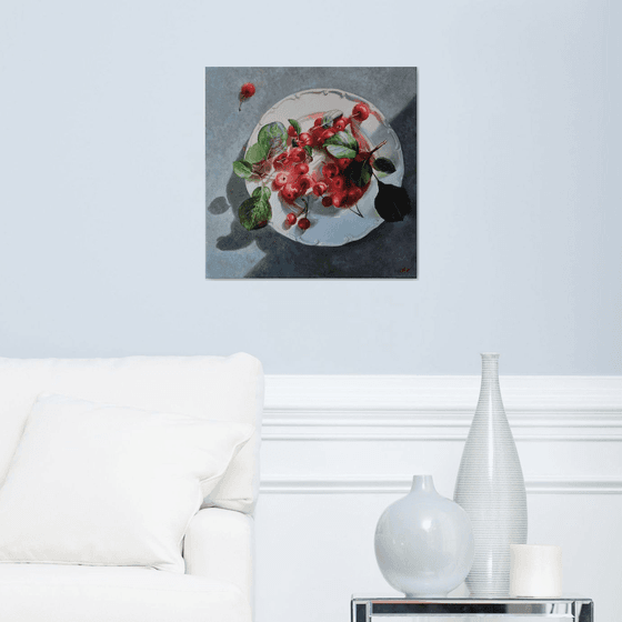 "Plate with summer.  "  still life summer liGHt original painting  GIFT (2021)