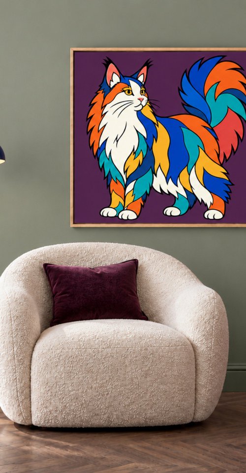 Colorful Maine Coon Cat #11 by Marina Krylova