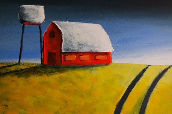 The Orange  Barn and the storm -  Fields and Colors Series