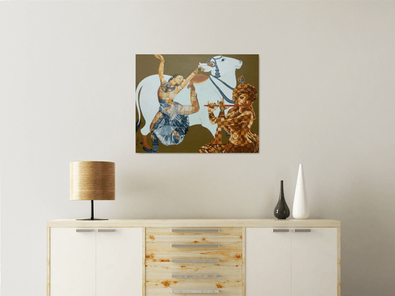 Radha Krishna and Happy Cow