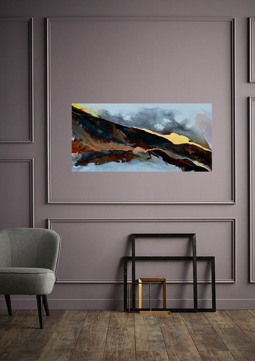 Impressionistic Abstract Acrylic Painting By Danijela Dan, 39 X 20, Transcended Boundaries-Earth I, Original Artwork