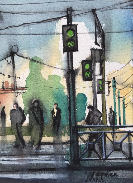 City landscape. Traffic lights.