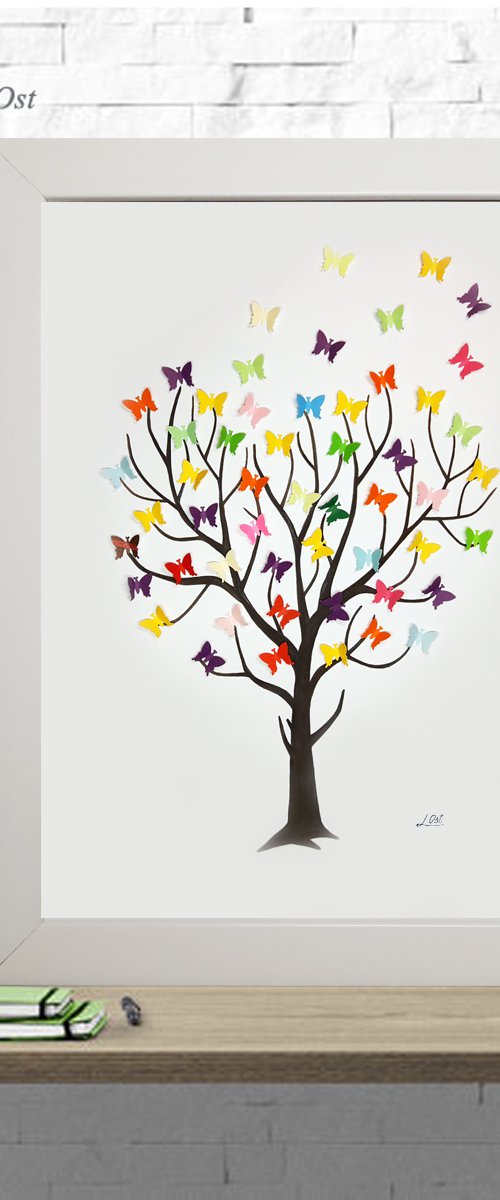 Tree with butterflies by Luba Ostroushko