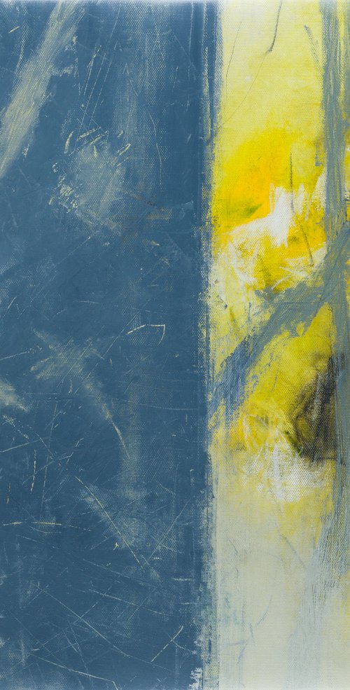 Abstract in yellow and grey - oil painting - Pantone colors of the year 2021 by Fabienne Monestier