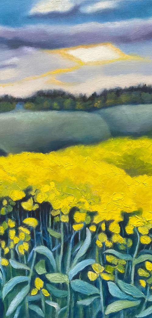 Painting | Oil on canvas | Yellow waves by Sigita Jakutyte