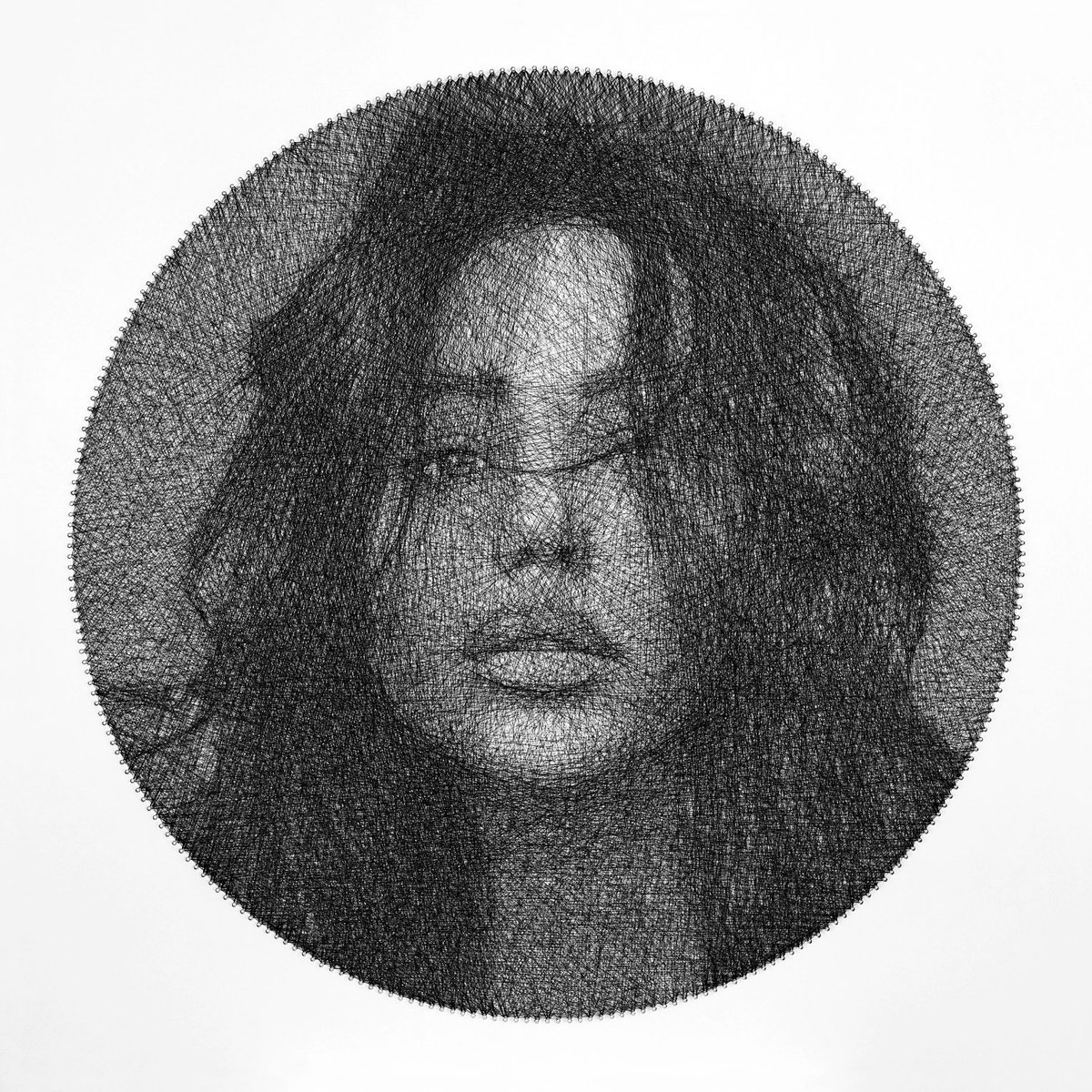 Photorealistic Portrait Sculpture By Andrey Saharov, 30 X 30, String Woman Portrait, Original Artwork