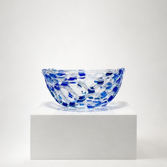 Blue Fused Glass Bowl