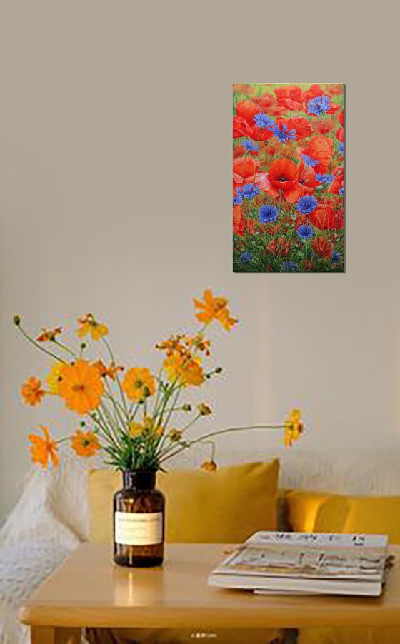 Poppies with cornflowers.