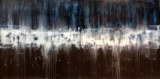 Big Blue & Brown (96x48in diptych)