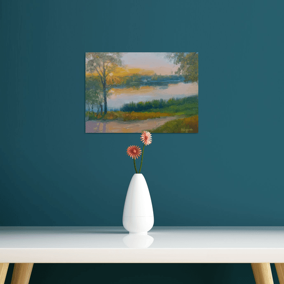 Sunset over the river