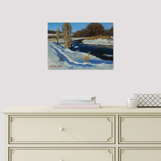 The Sunny Winter Day At The Elchik - landscape painting