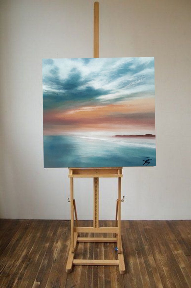 Photorealistic Landscape Oil Painting By Olena Topliss, 20 X 20", - Sunset Inspiration - ?, Original Artwork