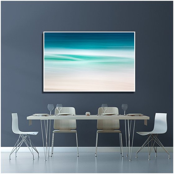Atlantic Drift I  -  Teal abstract beach seascape on canvas
