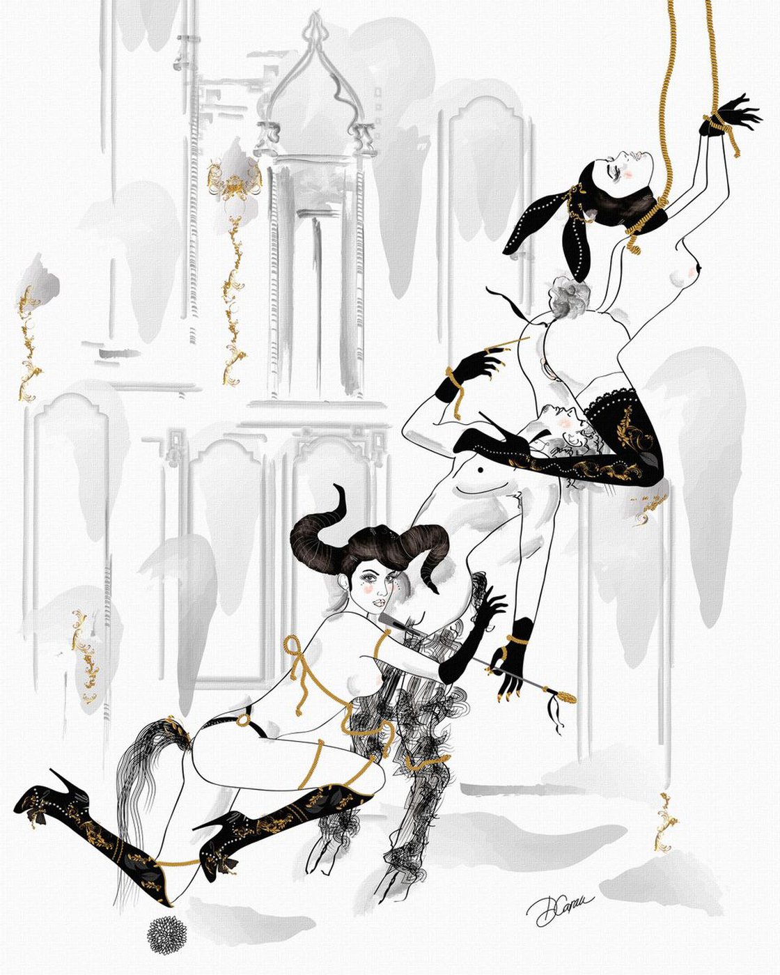 The Side of Paradise - Submission - bdsm - sex - erotic - bondage Drawing  by Artemisia | Artfinder