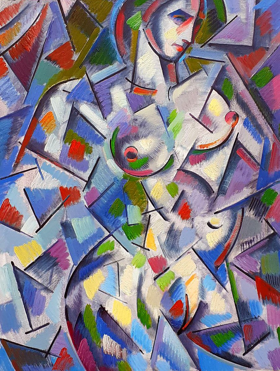 Impressionistic Abstract Oil Painting By Peter Tovpev, 28 X 35", The Model, Original Artwork