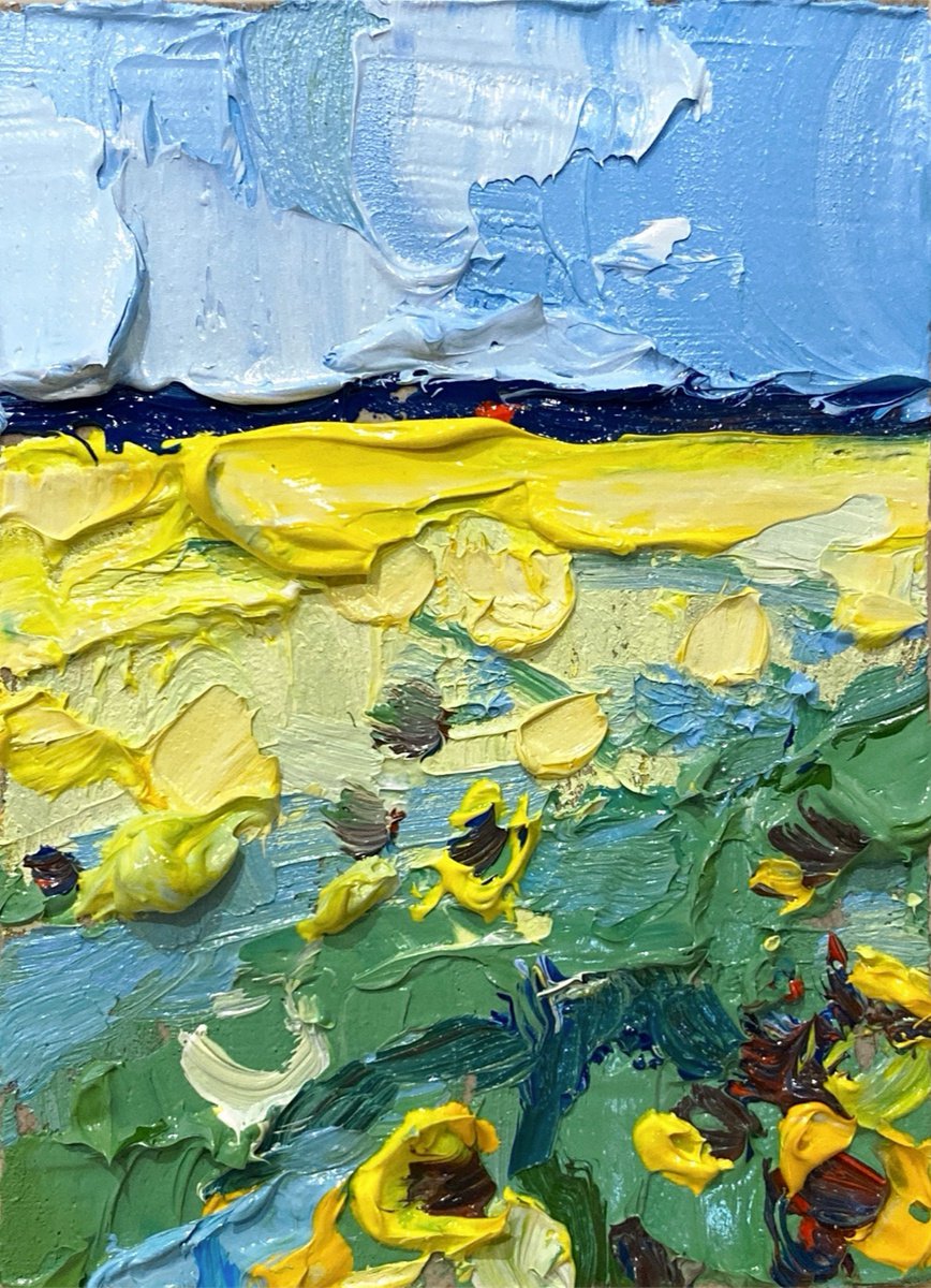 Landscape. Miniature Original ACEO oil on painting by Yuliia Meniailova