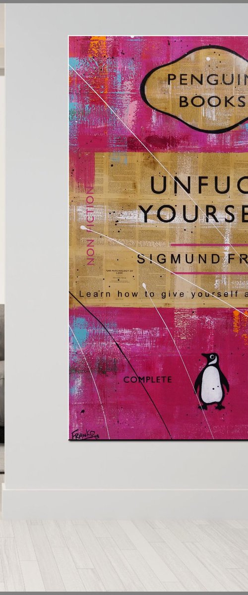 It's All About You 140cm x 100cm Unfuck Yourself Book Page Urban Pop Art by Franko