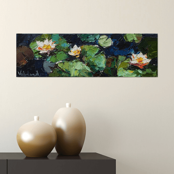 Water Lilies - Impasto Original Oil painting