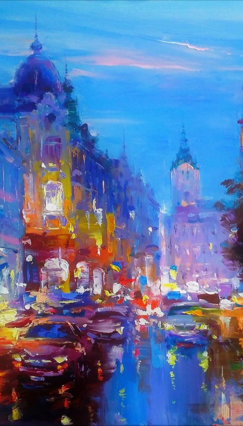 Evening city lights by Andrej  Ostapchuk