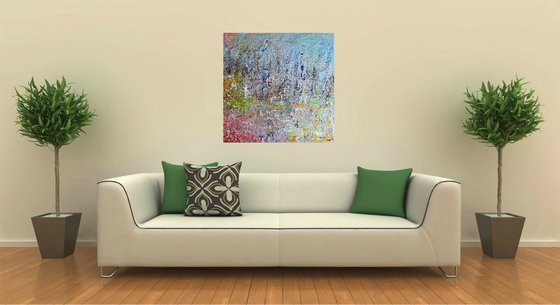 Campotosto Lake (n.385) - 95,00 x 92,00 x 2,50 cm - ready to hang - acrylic painting on stretched canvas