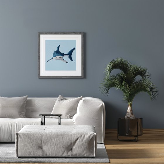 The Great White Shark - pointillism painting