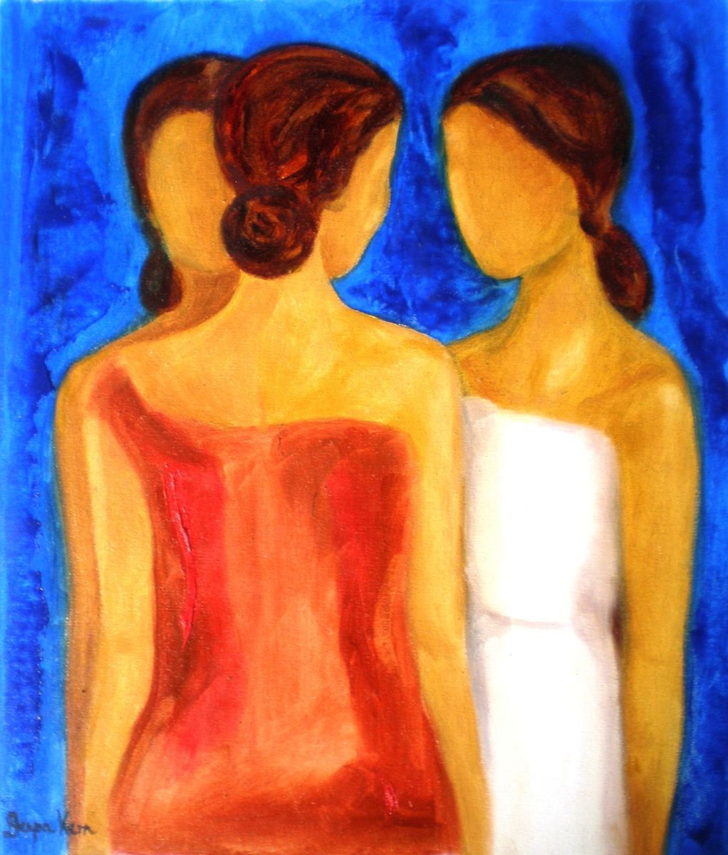 SPECIAL FRIENDS, Impressionist painting by Deepa Kern