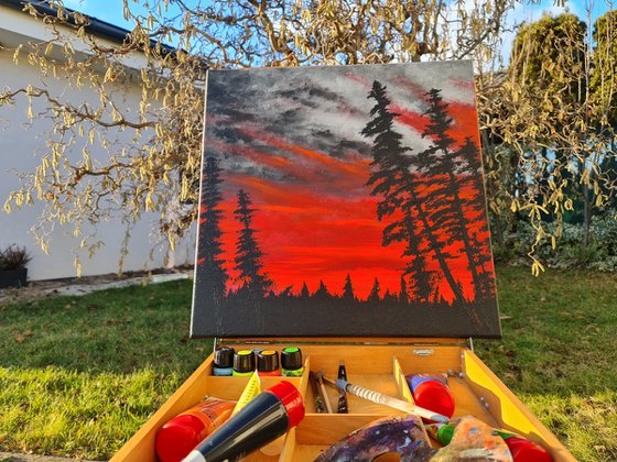 Landscape in red color 1