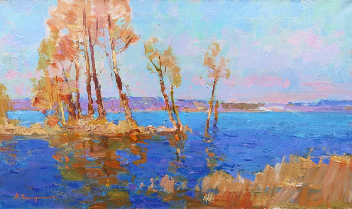 Impressionistic Landscape Oil Painting By Aleksandr Kryushyn, 31 X 18, A Breath Of Spring, Original Artwork