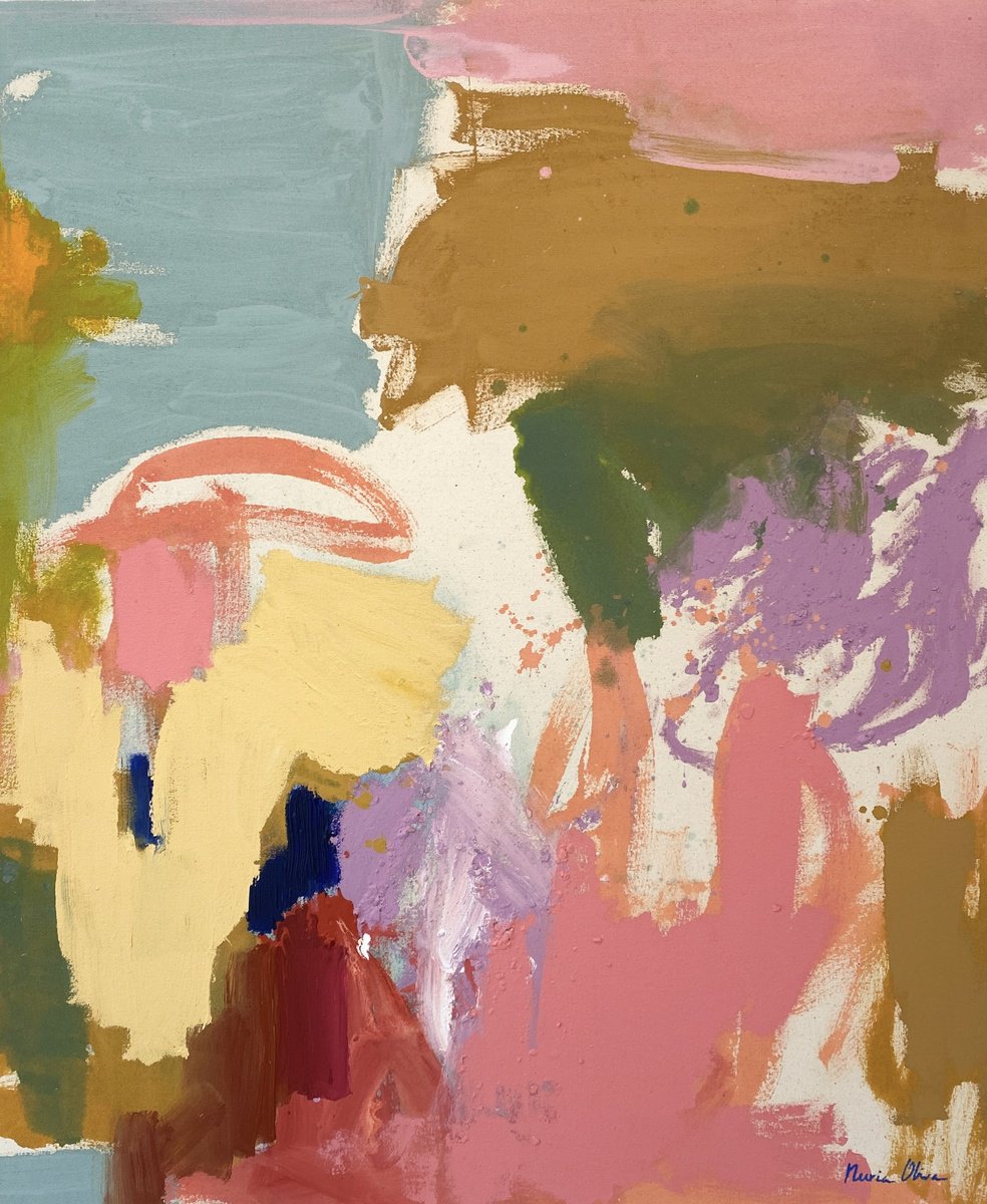 Abstract Acrylic Painting By Nuria Oliva, 33 X 39", From Where It Burns, Original Artwork